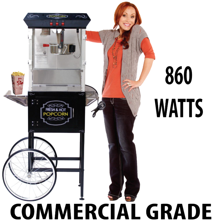 Commercial Grade Popcorn on Cart for $125 with 50 servings: 